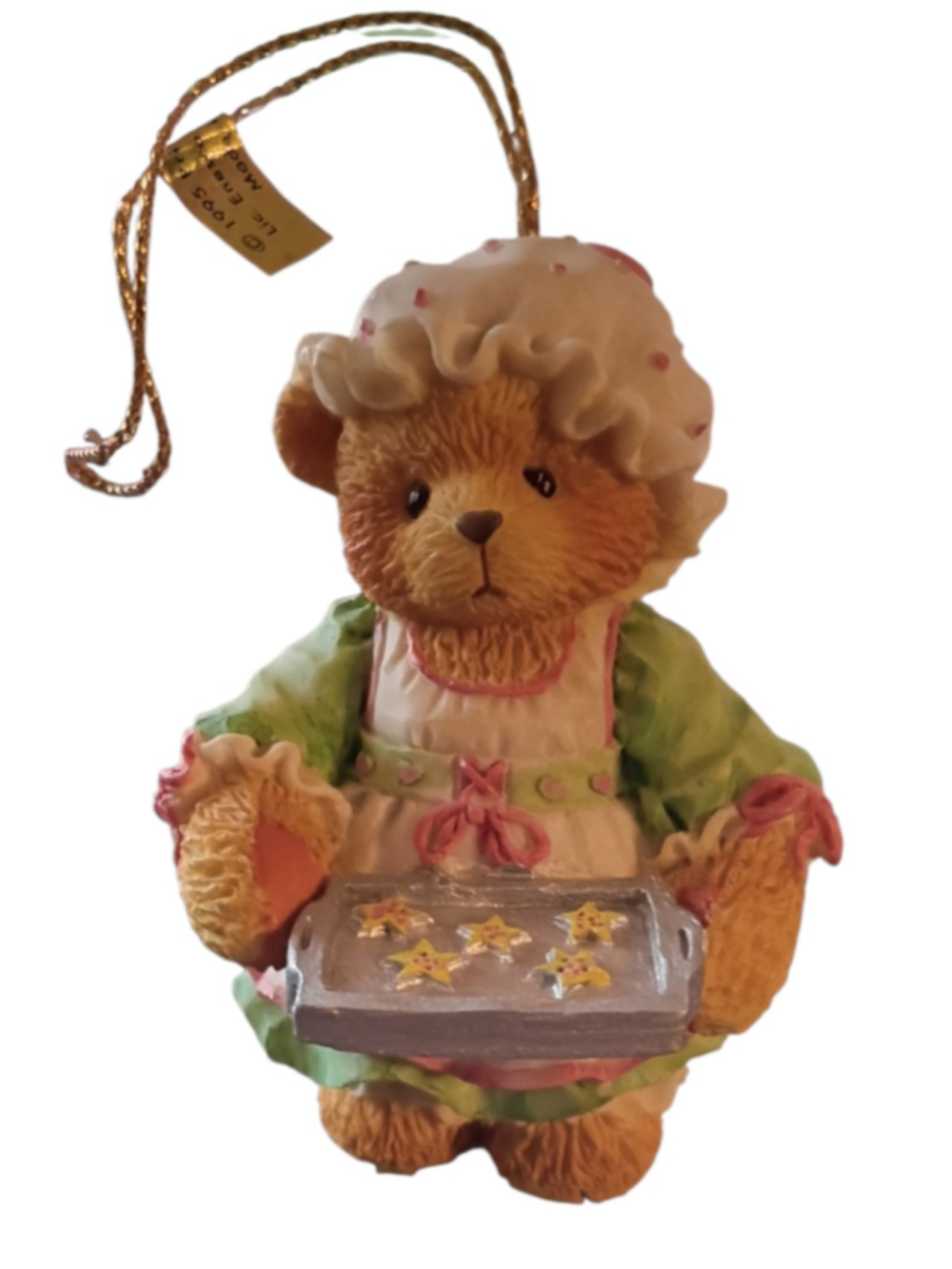 NIB Cherished Teddies Bear Ornament Baking Cookies Green Brown 625426.
